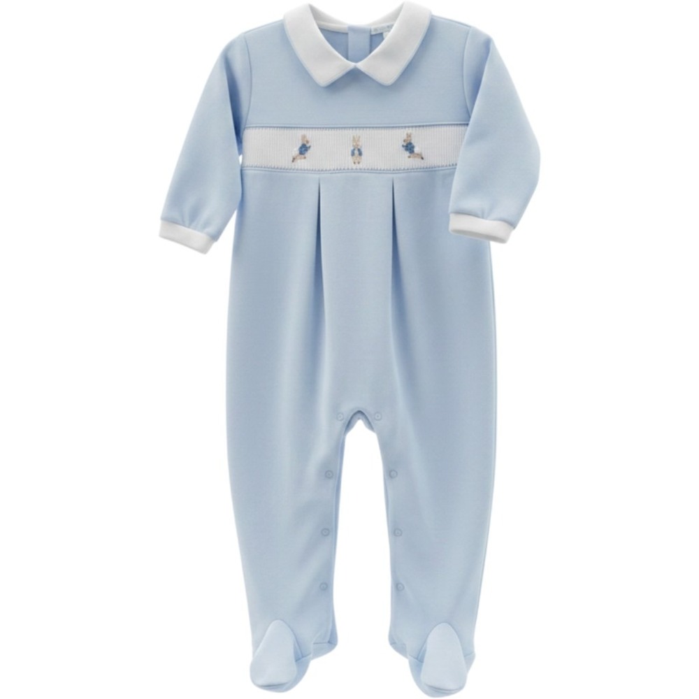 Mini La Mode Peter Rabbit Smocked Footie Pima Cotton Blue 18M NWT